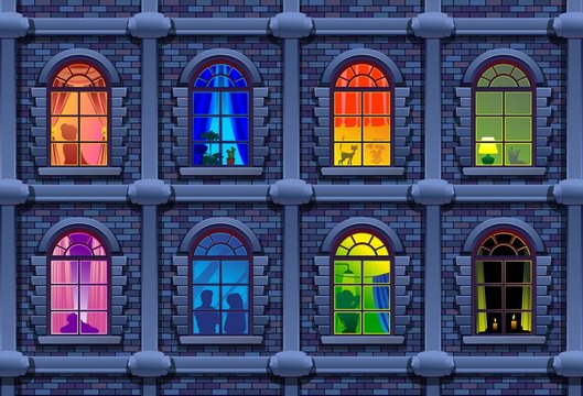Night city with windows