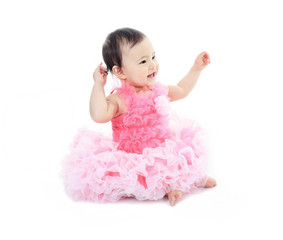 A Asian baby on a studio white background