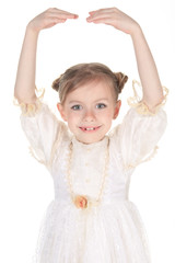 Fototapeta na wymiar Beauty Ballerina young girl over white background