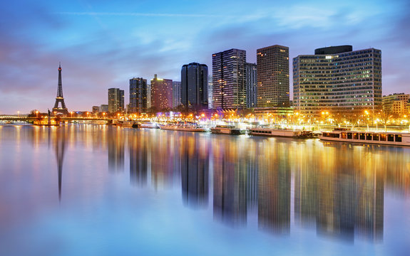 Paris Skyline With Eiffel Tower In Background