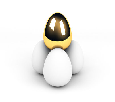 golden egg above the crowd leadership conception