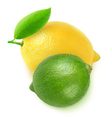 Fresh lemon and lime isolated on white