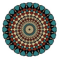 Symmetric geometric mandala rosette in art deco style