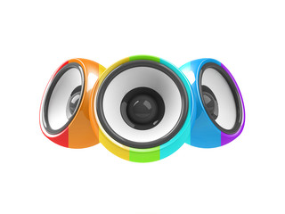 multicolored audio system isolated on white background