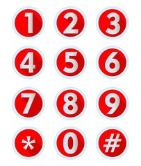 A set of numbers and computer symbols in modern flat design