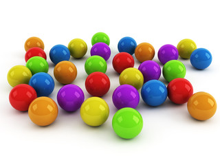 multicolored balls over white