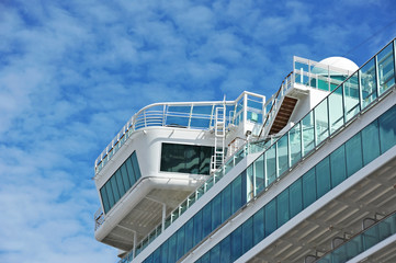 Fototapeta premium Cruise tourist ship, detail and blue sky
