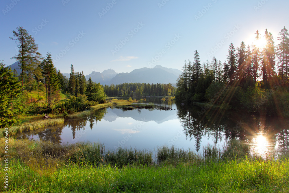 Wall mural Lake in Slovakia mountain, Strbske pleso