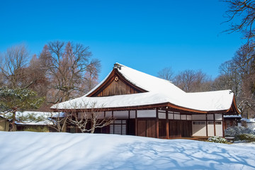 Shofuso Japanese Teahouse and Gardens in Winter weather