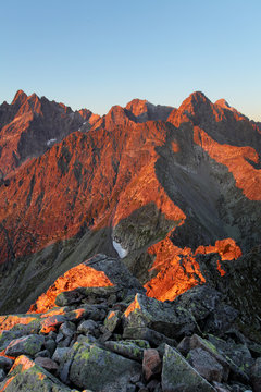 Mountain sunset  from peak - Slovakia Tatras