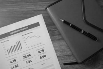 Showing business and financial report. Accounting