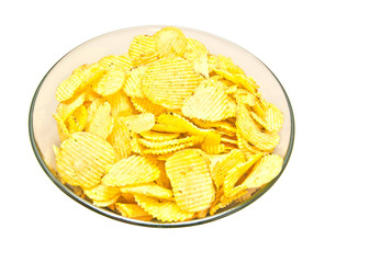 plate with potatoes corrugated chips