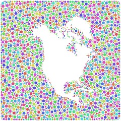 Map of North America Continent into a square icon
