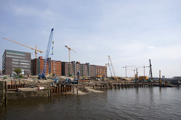Naklejka premium Bauarbeiten am Elbtorquartier in der Hamburger Hafencity 2011