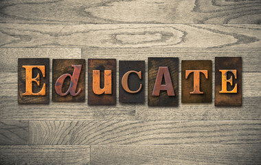 Naklejka premium Educate Wooden Letterpress Concept