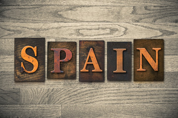 Naklejka premium Spain Wooden Letterpress Concept