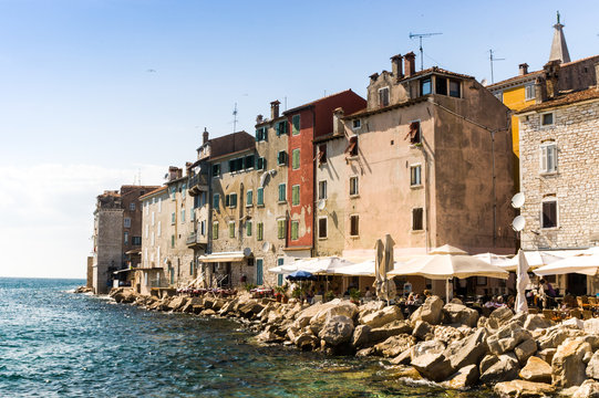 Traditional old town architecture of Rovinj, Croatia.