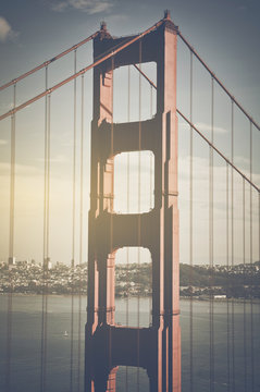 San Francisco Golden Gate Bridge Retro Film Style