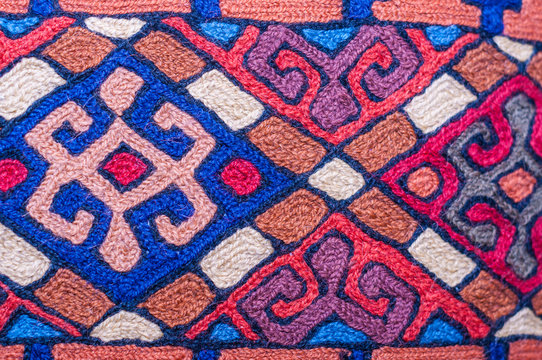 Colorful traditional pattern close up