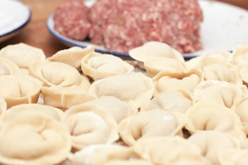Fototapeta na wymiar minced dough dumplings