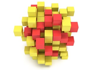 3D Cubes block. Assembling concept.