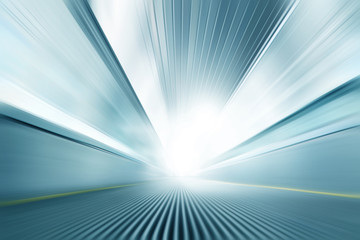 Moving walkway in motion blur.
