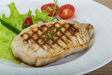 Grilled pork steak