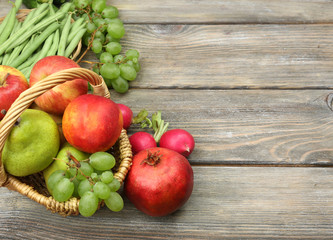 Naklejka na ściany i meble Summer frame with fresh organic vegetables and fruits