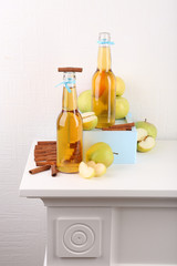 Still life with tasty apple cider and fresh apples