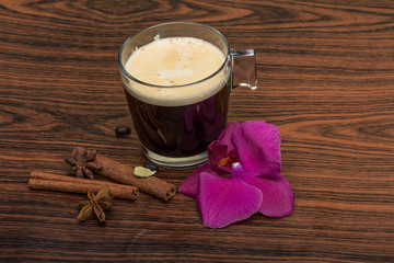 Espresso with orchid