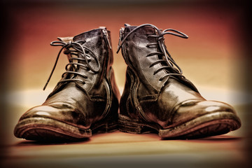 high leather boots stylized retro style