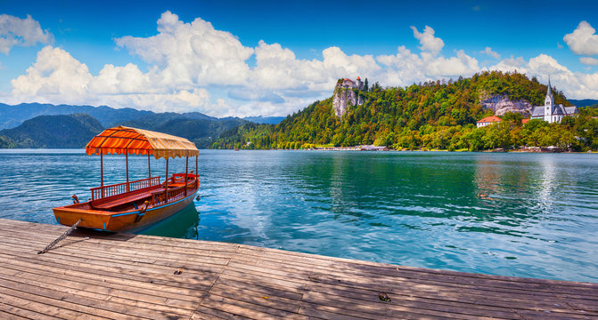 Lake Bled is a glacial lake in the Julian Alps