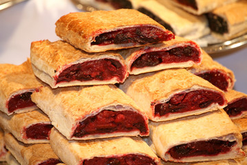 Homemade strudel filling with sour cherry cream