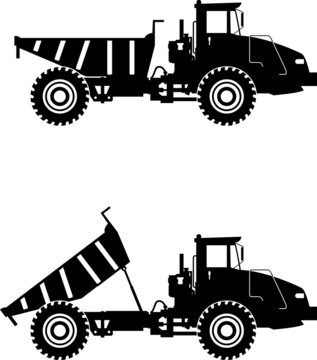 Off-highway trucks. Heavy mining trucks. Vector illustration.