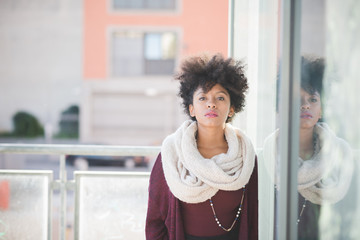 Fototapeta na wymiar beautiful black curly hair african woman