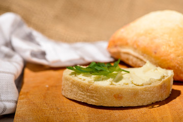 Closeup image of a delicious bread with butter