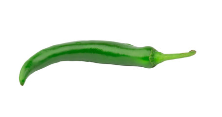 green hot chili peppers isolated on a white background