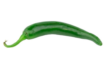 green hot chili peppers isolated on a white background