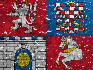 flag of Pardubice Region with rain drops