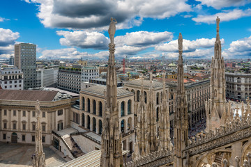 Fototapeta na wymiar View from Milan Cathedral (Duomo). Milan, Italy