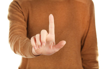 Female hand gesture isolated on white