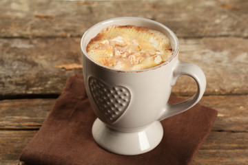 Cup of hot coffee with marshmallow