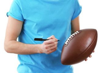 Autographs by American football star isolated