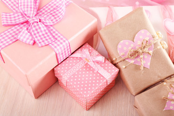 Handmade gift on Valentine Day, close-up