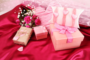 Handmade gift on Valentine Day, close-up