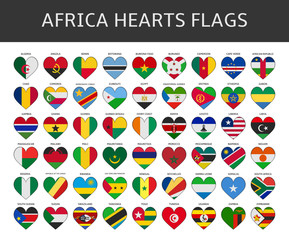 africa hearts flags vector