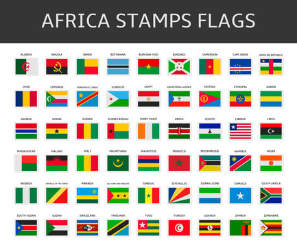 africa stamps flags vector