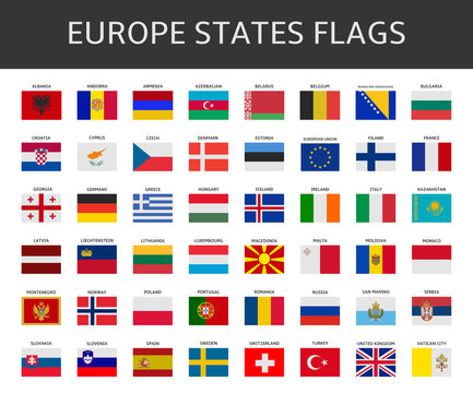 flag of europe states vector set