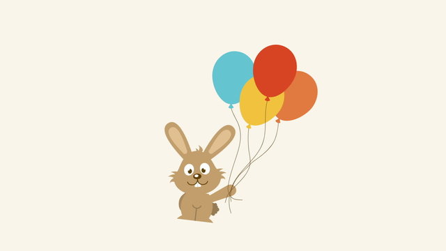 Rabbit with balloons, Video animation, HD 1080