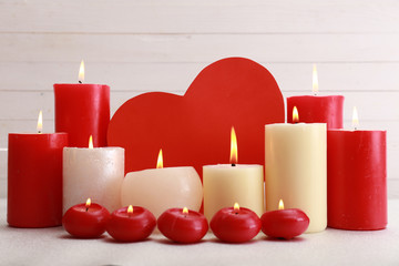 Romantic candles, love concept